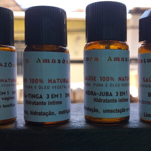 1 Produtos para ressecamento vacinal (Hidra-una); 2 hidratantes íntimo (Hidra-juba e Hidra-juba); 1 produto para dor e inflamação íntimos (Beta Verde): mioma, endometriose e próstata. Suporte de apoio: 1 seringa de 1ml sem agulha e 1 cumbuca dosadora 1ml. Portanto, o Total de 4substâncias natural 5 ml + 2 objetos de M.Zônica